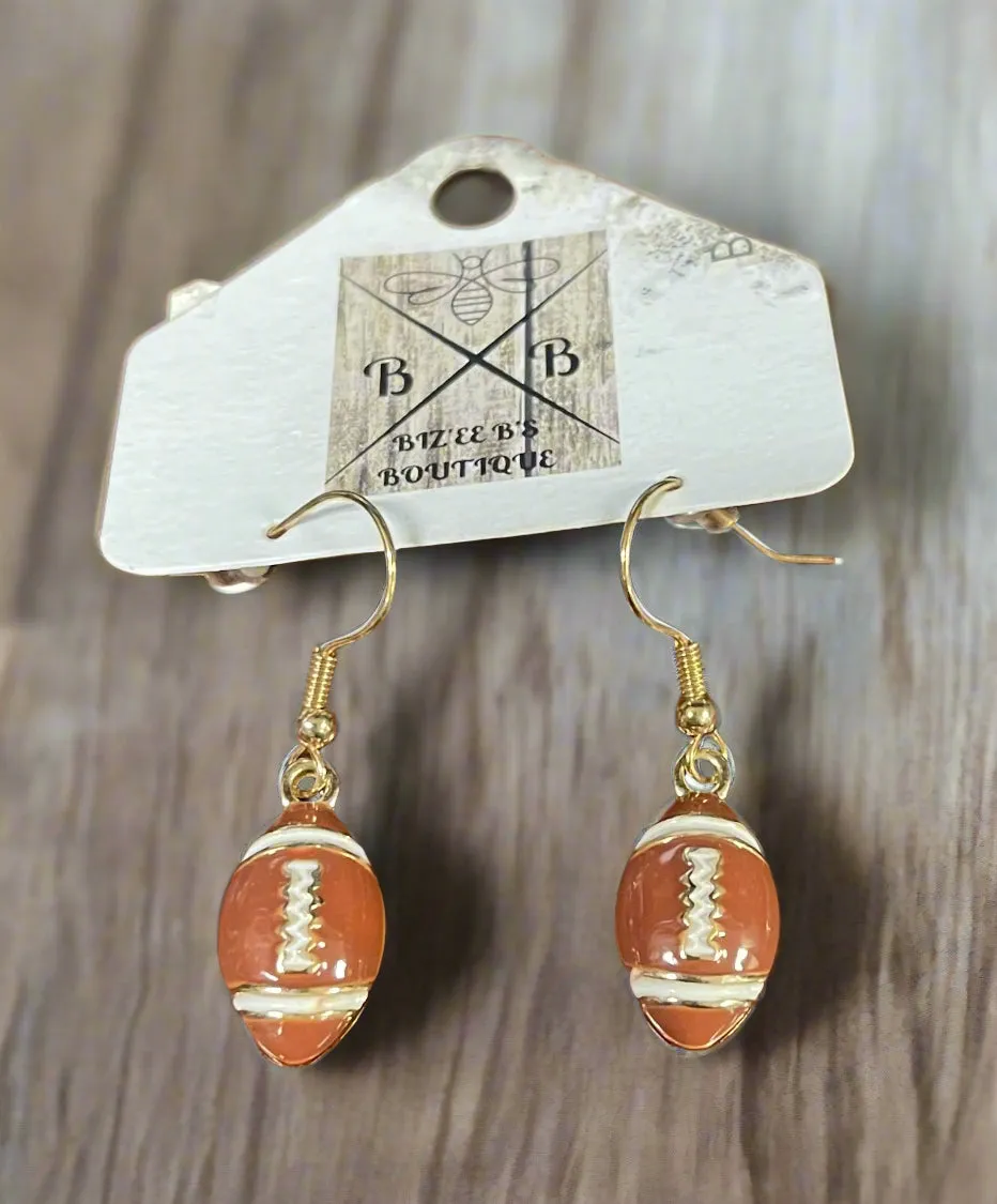 Brown Football Earrings