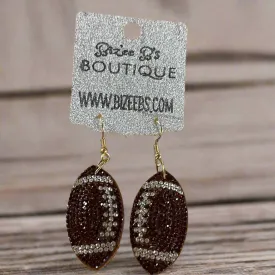 Brown Puffy Football Earrings