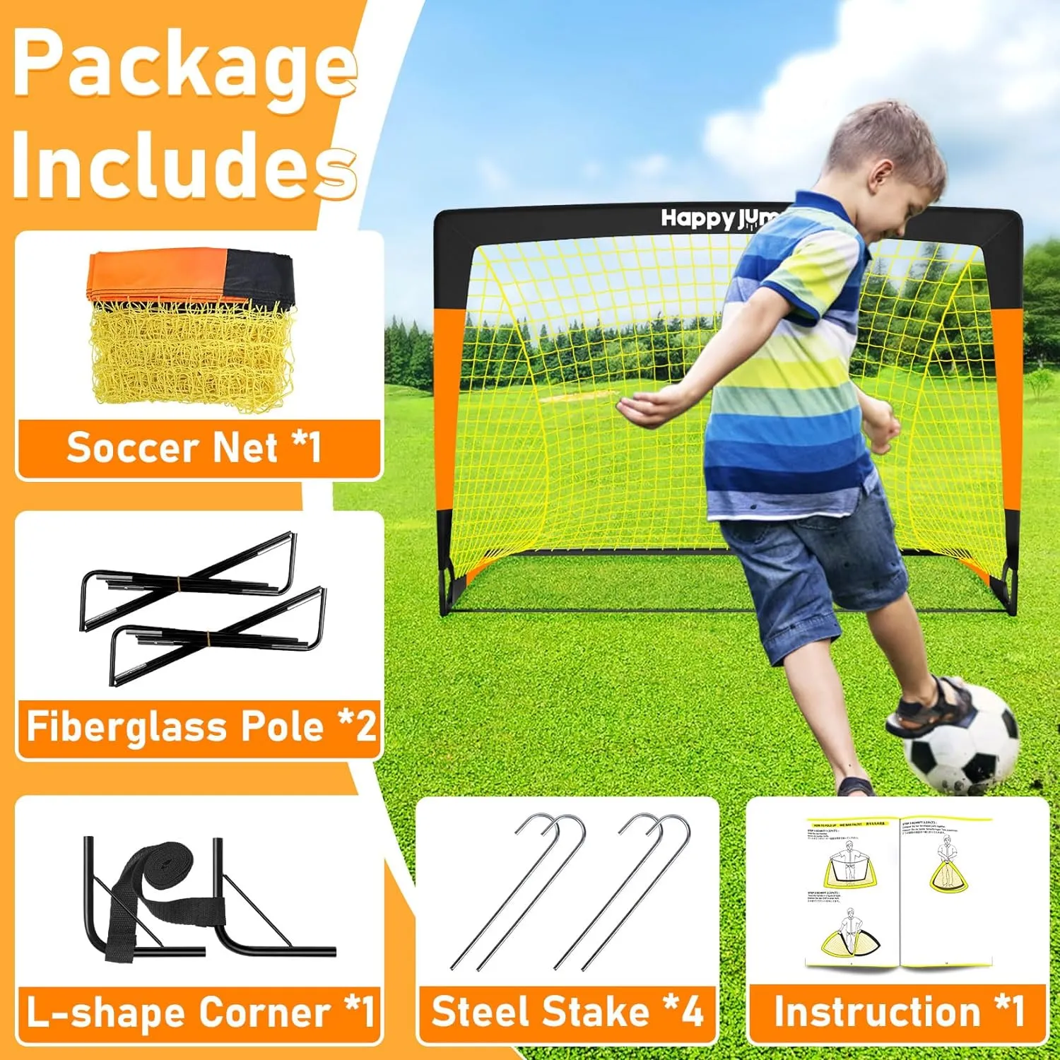 Cage de Foot Pliable Happy Jump - Enfant, Mini Buts | Fitnessterapy