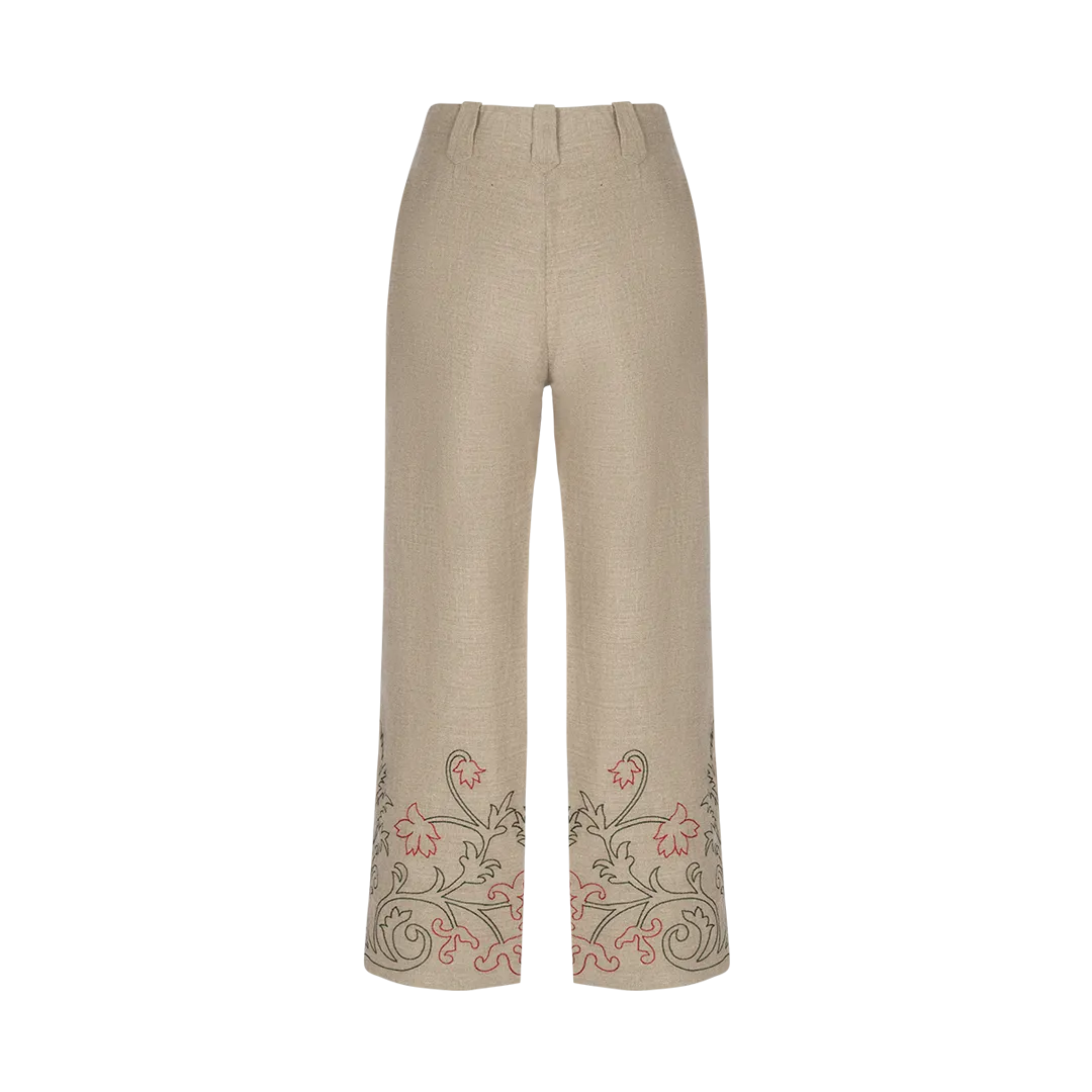 Embroidered Trumpetflower Pants