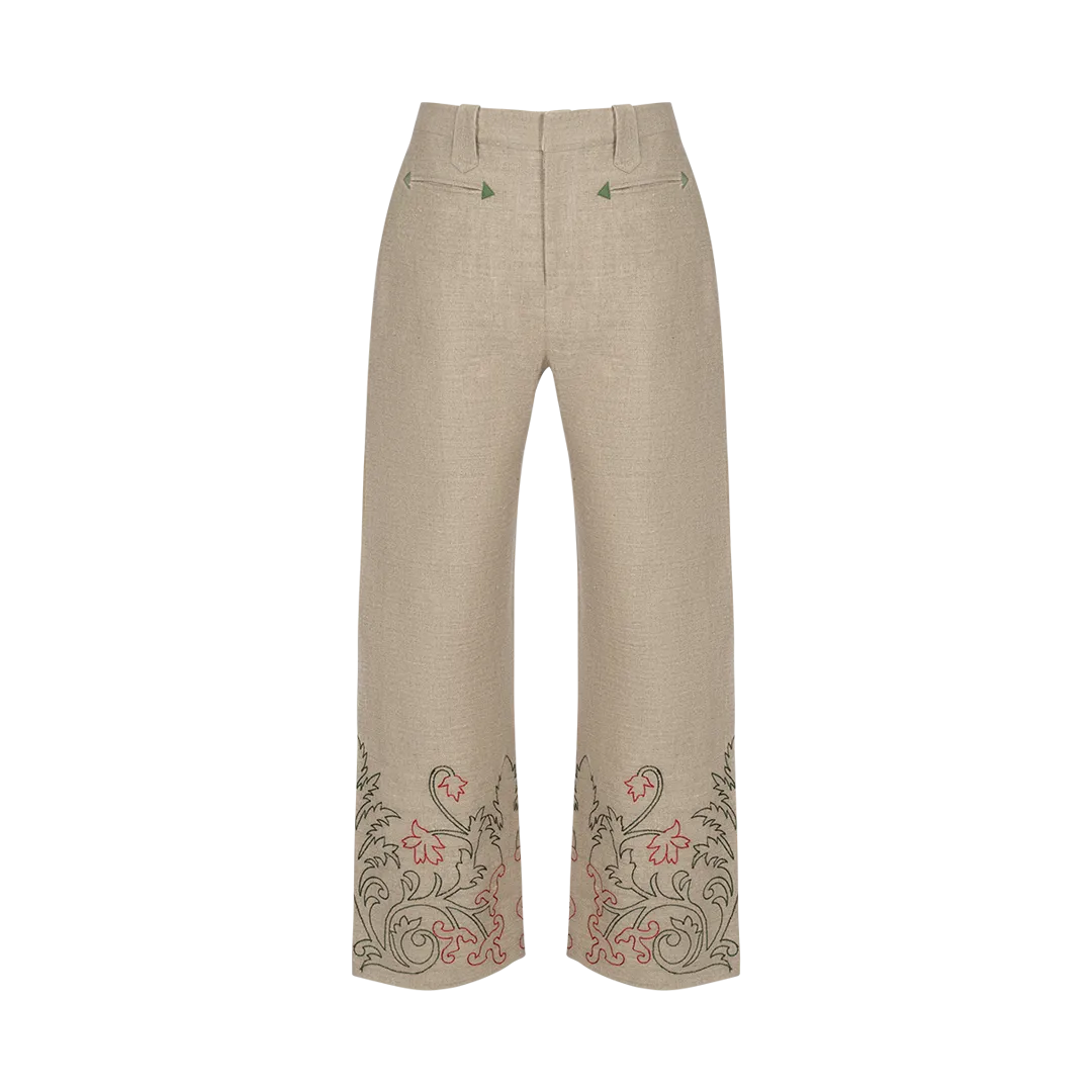Embroidered Trumpetflower Pants