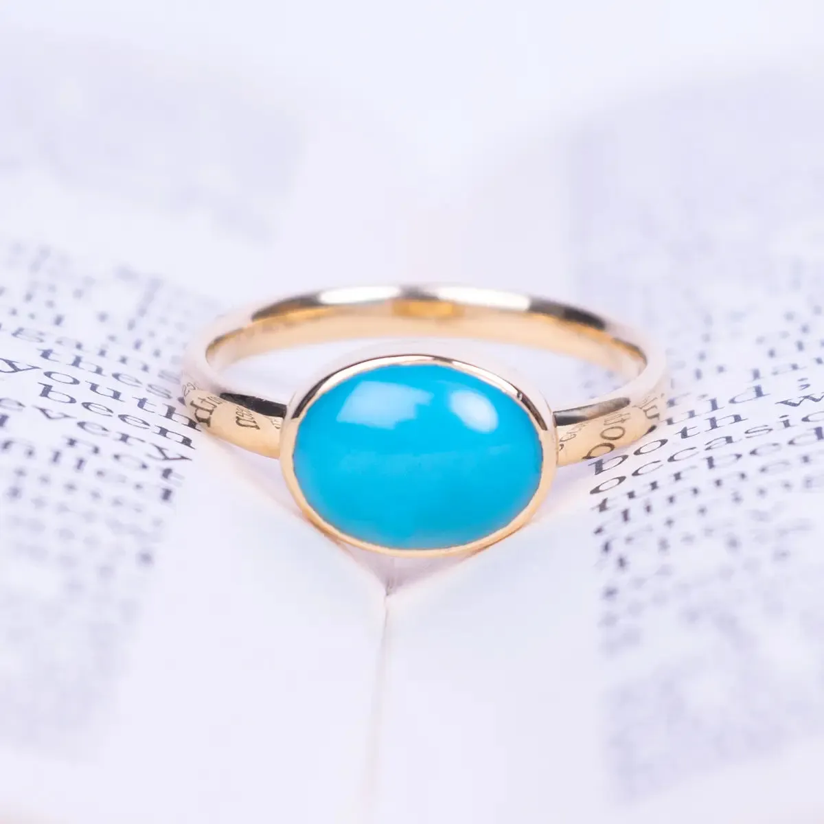 Jane Austen Turquoise Ring - 18ct Gold Replica