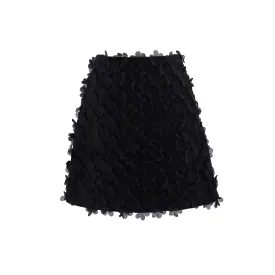 Petal Embroidered Wool Mini Skirt