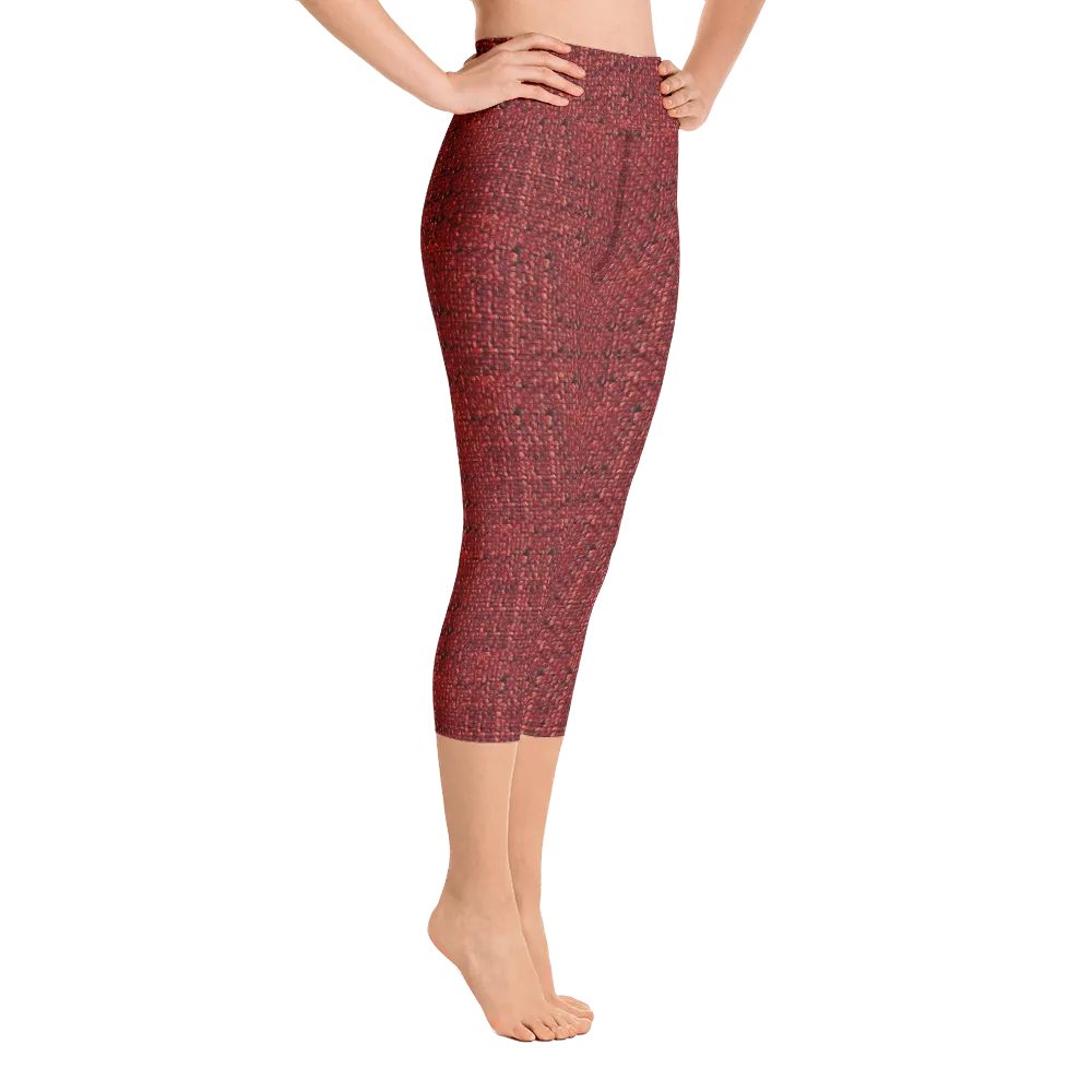 Red Boucl Capri Yoga Pants