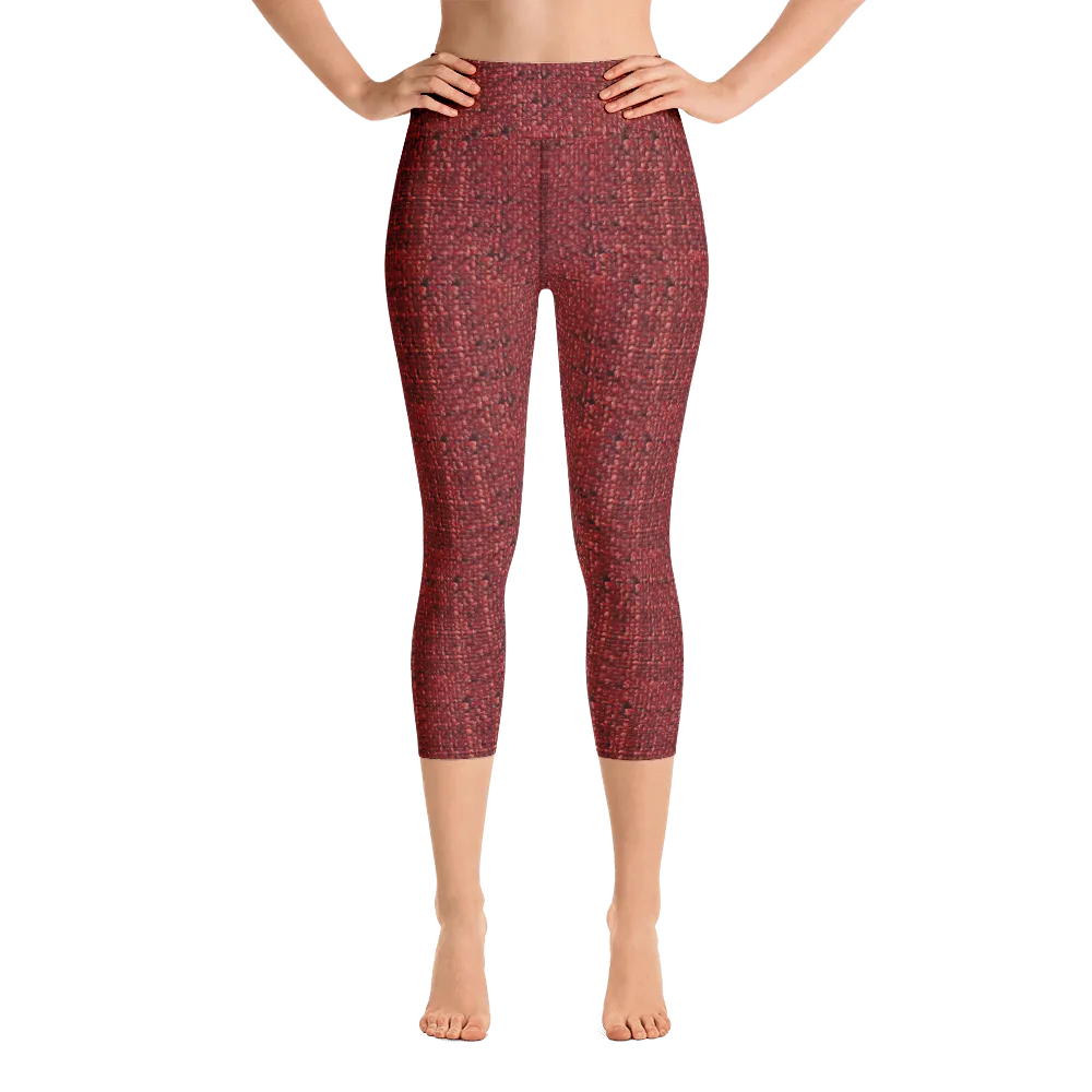 Red Boucl Capri Yoga Pants