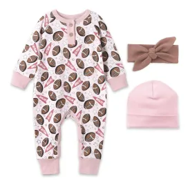 Touchdown Sweetheart Baby Girl Gift Set - 3-Piece Football Fun