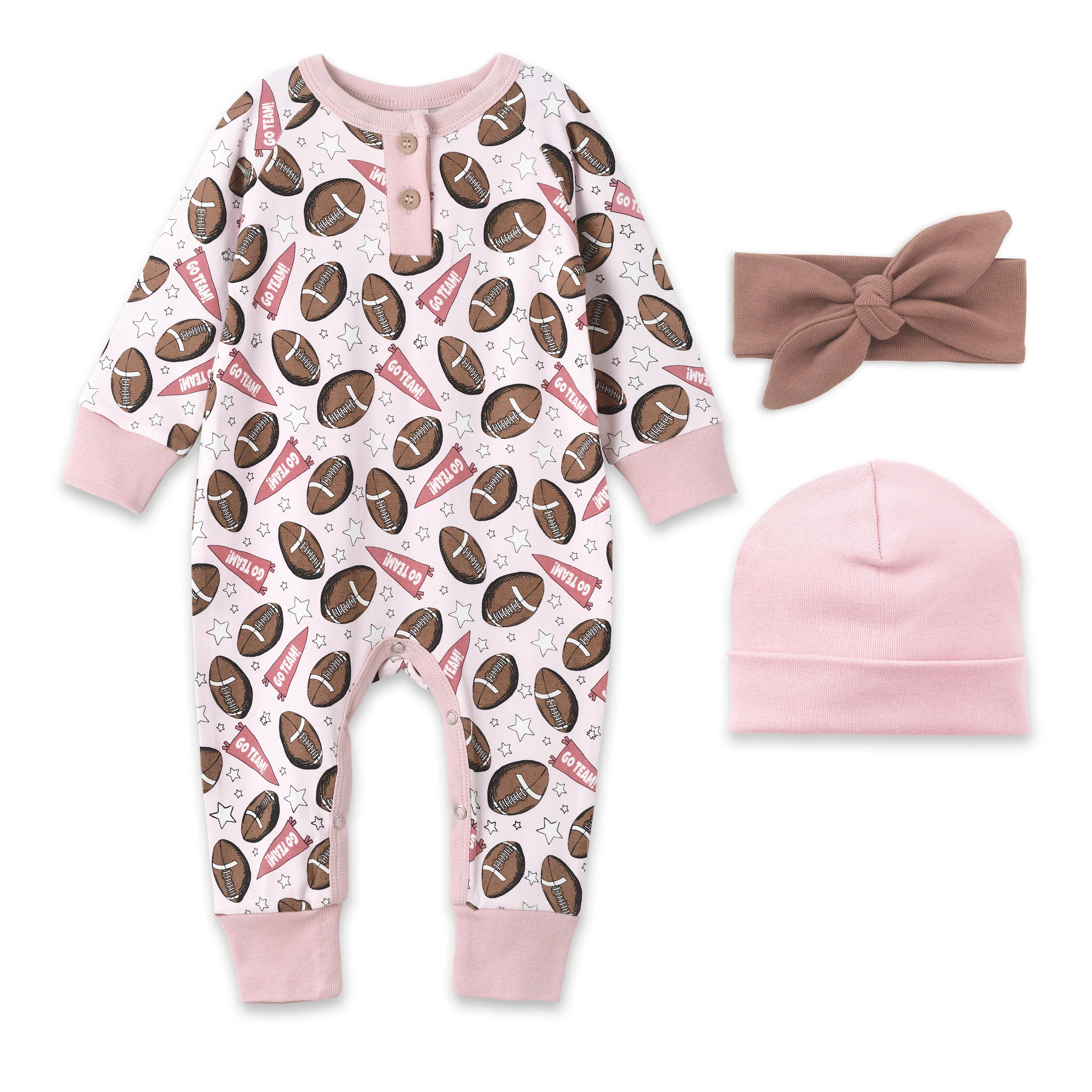 Touchdown Sweetheart Baby Girl Gift Set - 3-Piece Football Fun